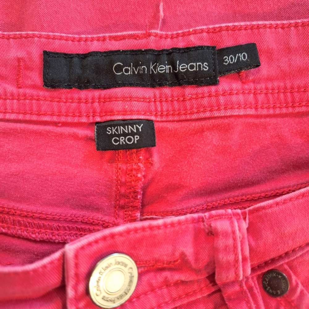 Calvin Klein Women's Vibrant Pink Skinny Crop Jeans Sz 30/10 *S - Picture 4 of 6
